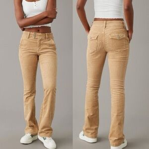 American Eagle NWT High Rise Kick Boot Stretch Corduroy Pants Size 14 32W Tan